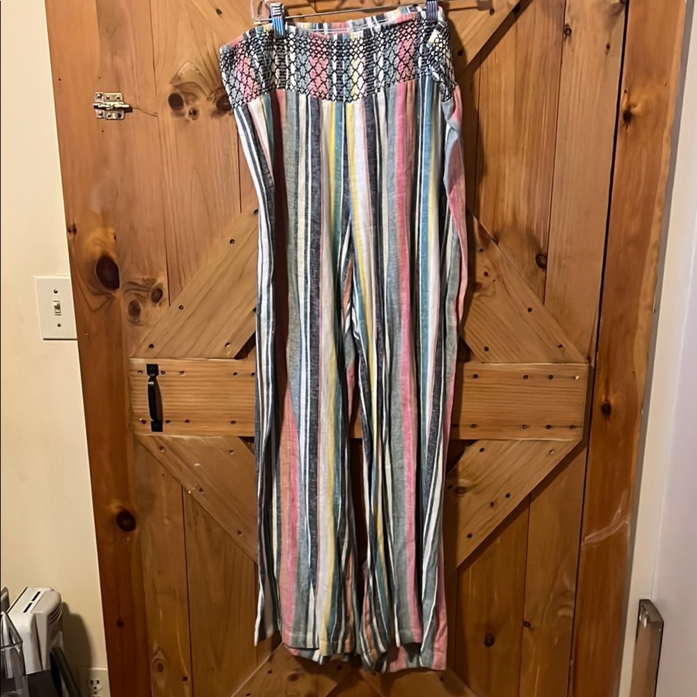 Colorful Striped Wide-Leg Pants